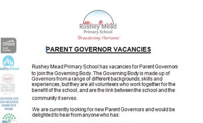 Would you like to be a school governor? - Rushey Mead Primary School